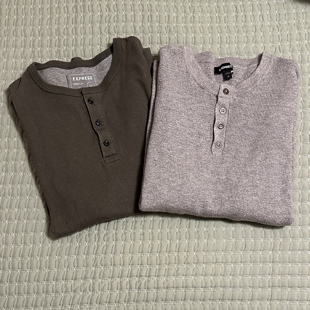 Express Men's Long Sleeve Henley Shirts Bundle